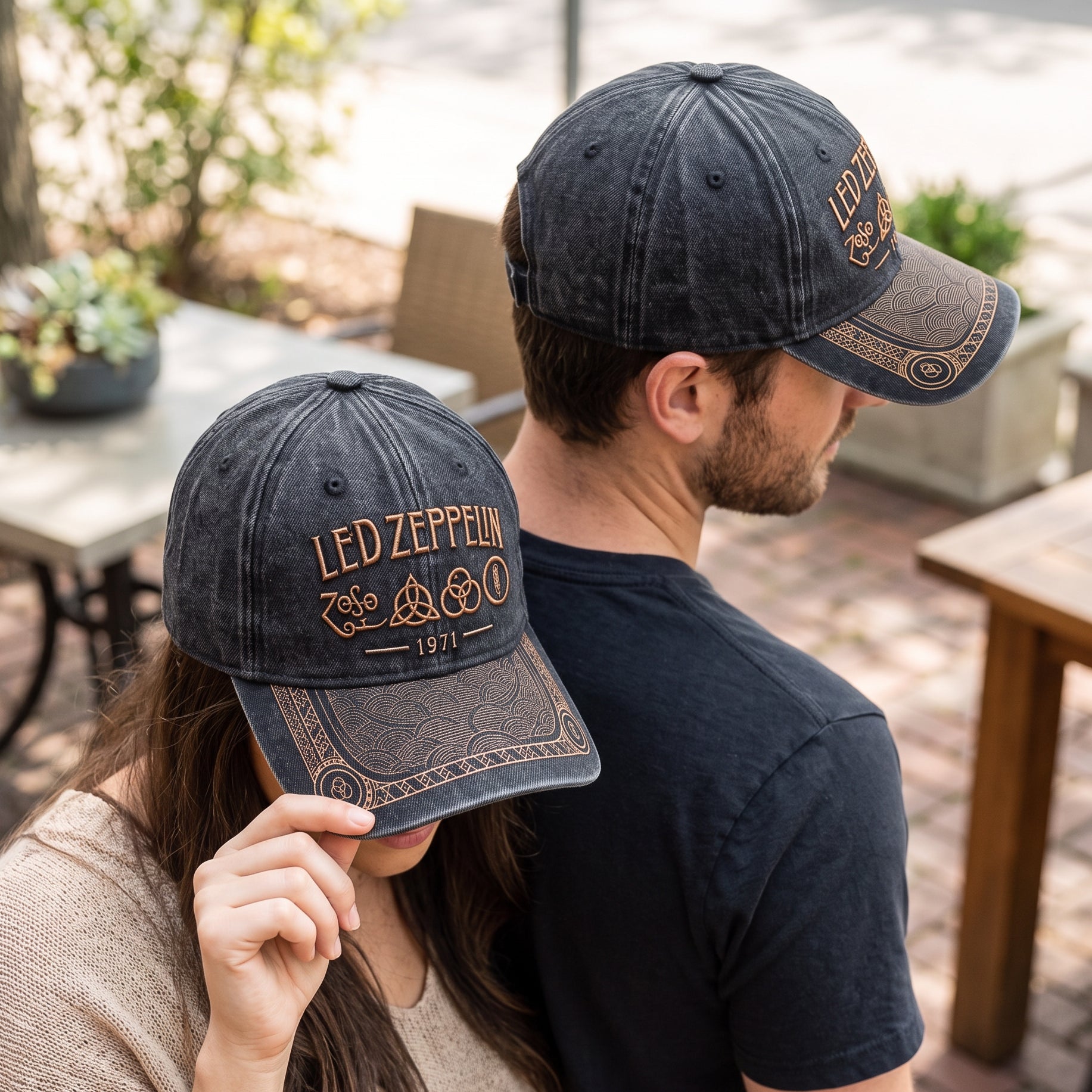 LZE 1971 Four Symbols Distressed Denim Cap